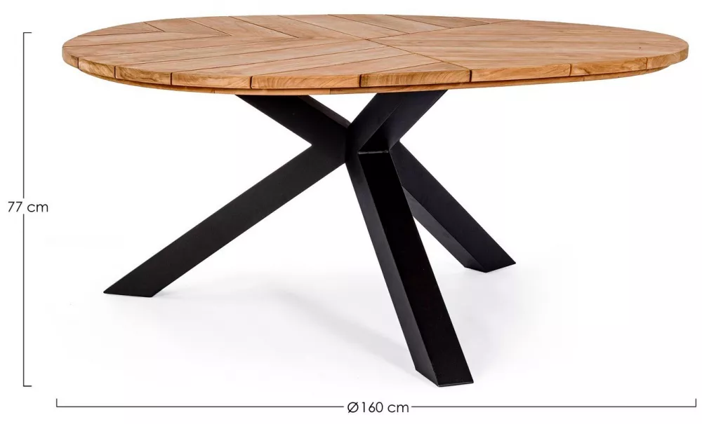 Уличный обеденный стол из тика и алюминия Уличный обеденный стол из тика и алюминия