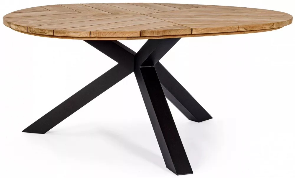 Уличный обеденный стол из тика и алюминия Уличный обеденный стол из тика и алюминия