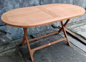 Уличный складной деревянный стол из тика овальный купить