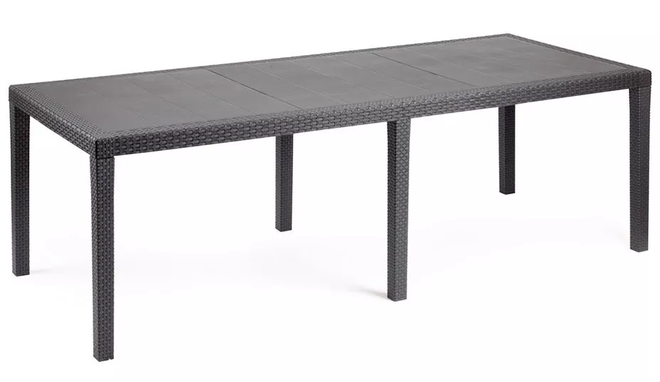 Большой пластиковый стол с имитацией ротанга 220х90 Италия