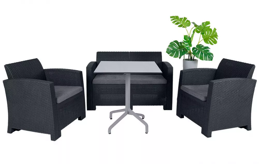 Пластиковый уличный 2-х местный диван, антрацит Пластиковый уличный 2-х местный диван, антрацит