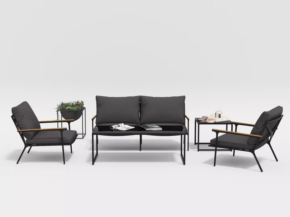 Алюминиевая садовая мебель с массивом тика Алюминиевая садовая мебель с массивом тика