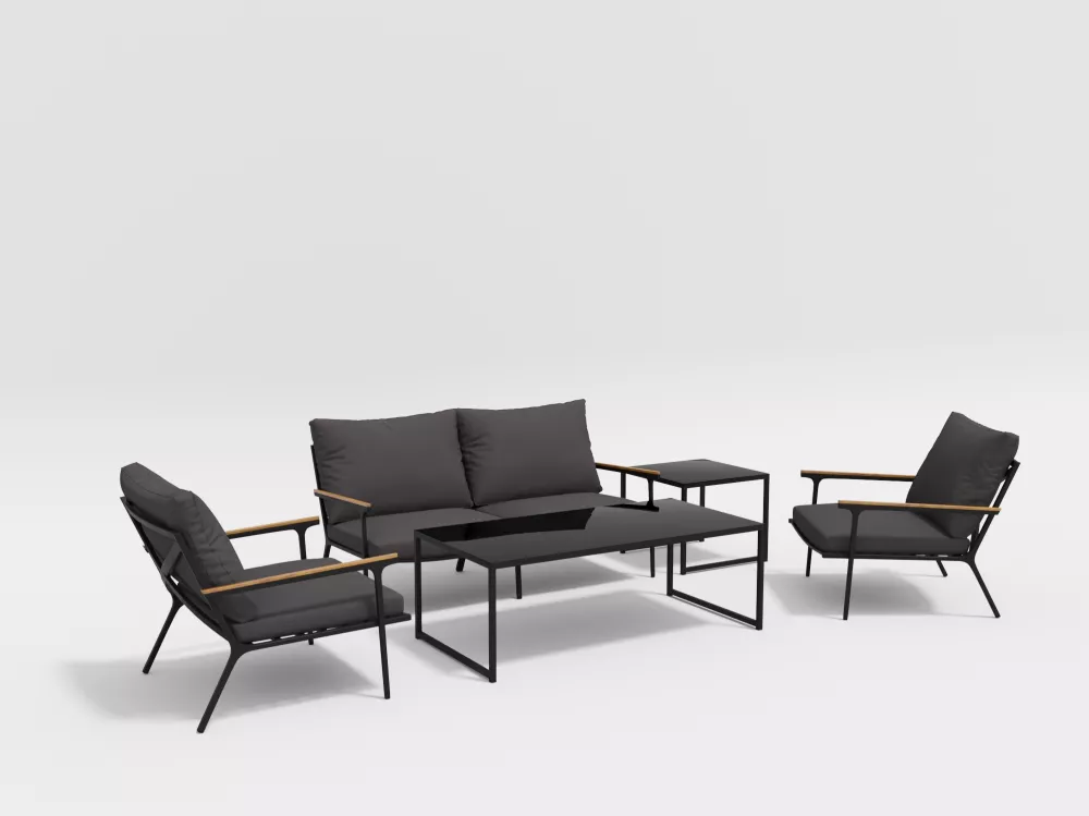 Алюминиевая садовая мебель с массивом тика Алюминиевая садовая мебель с массивом тика