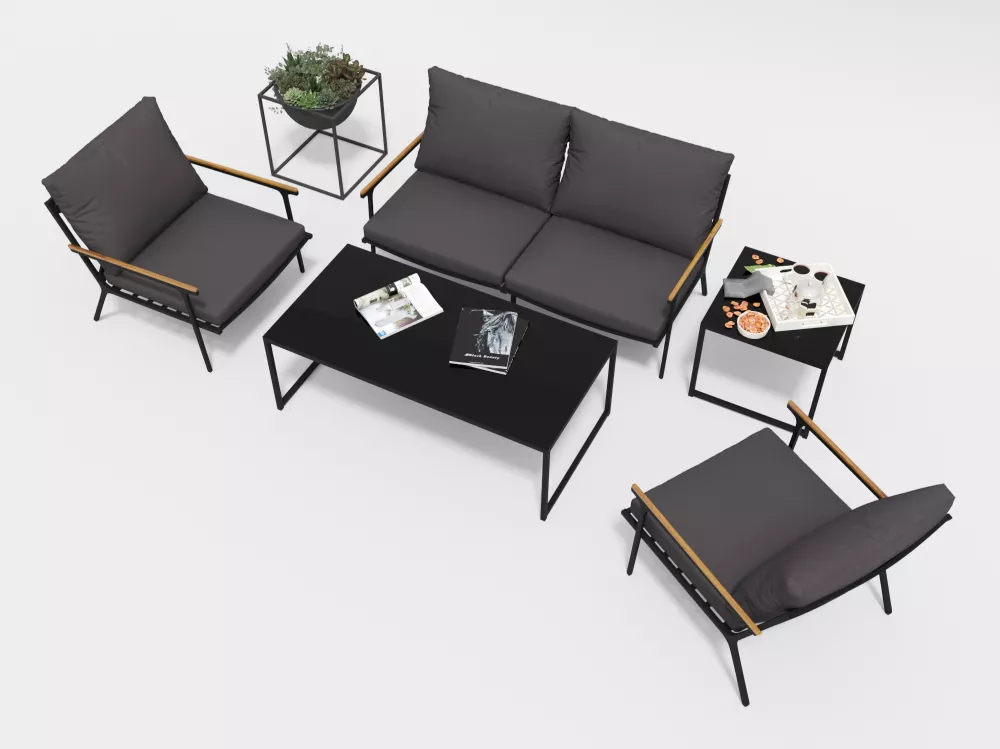 Алюминиевая садовая мебель с массивом тика Алюминиевая садовая мебель с массивом тика