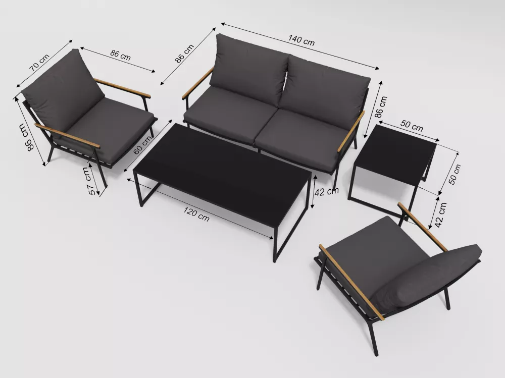 Алюминиевая садовая мебель с массивом тика Алюминиевая садовая мебель с массивом тика