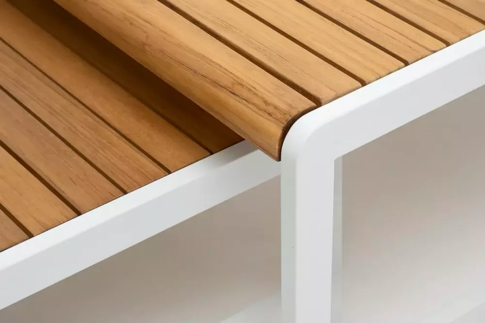 Белая алюминиевая мебель тиковая комплект для лаунж Белая алюминиевая мебель тиковая комплект для лаунж