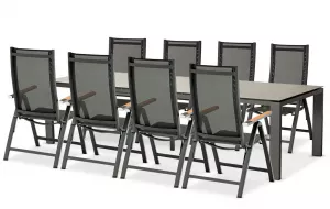 Алюминиевое кресло с пуфом для улицы, антрацит. Премиум!