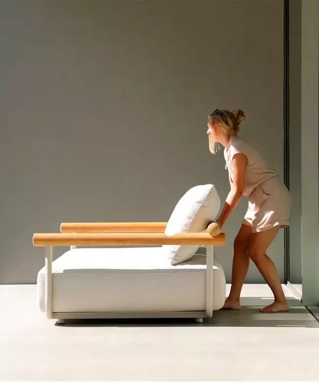 Лаунж комплект мебели для отдыха бежевый, алюминий/тик Лаунж комплект мебели для отдыха бежевый, алюминий/тик