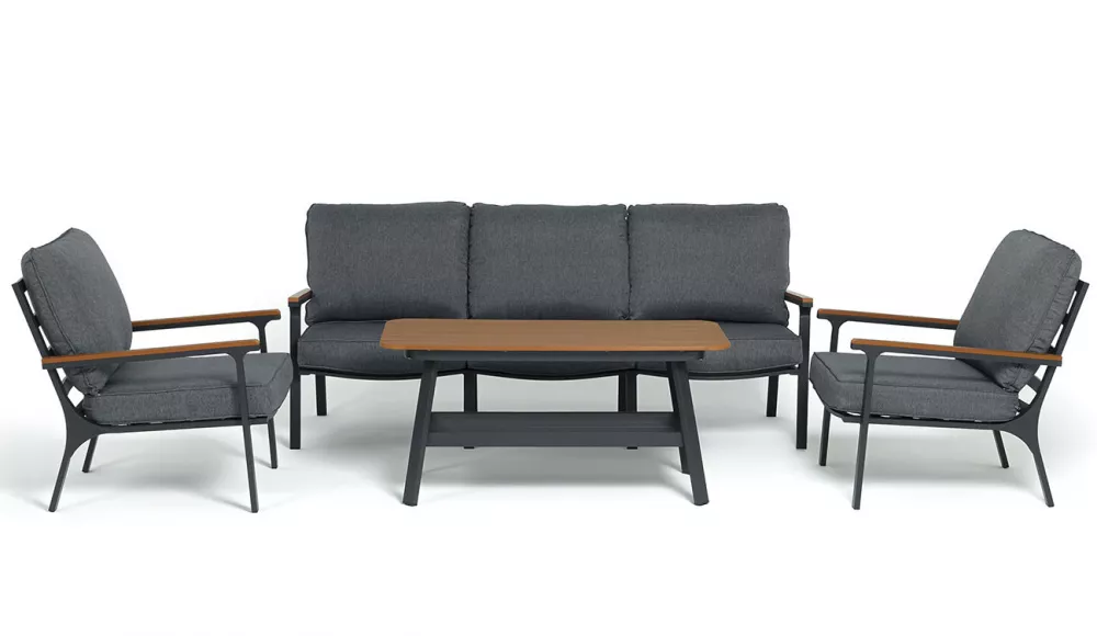 Лаунж-зона 5-местная из алюминия, цвет темно-серый