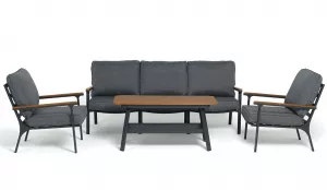 Угловой комплект модульной уличной мебели алюминий/тик