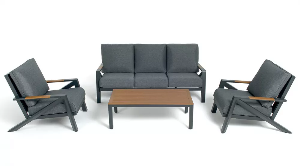 Садовая мебель 5-местная из алюминия, цвет темно-серый Садовая мебель 5-местная из алюминия, цвет темно-серый