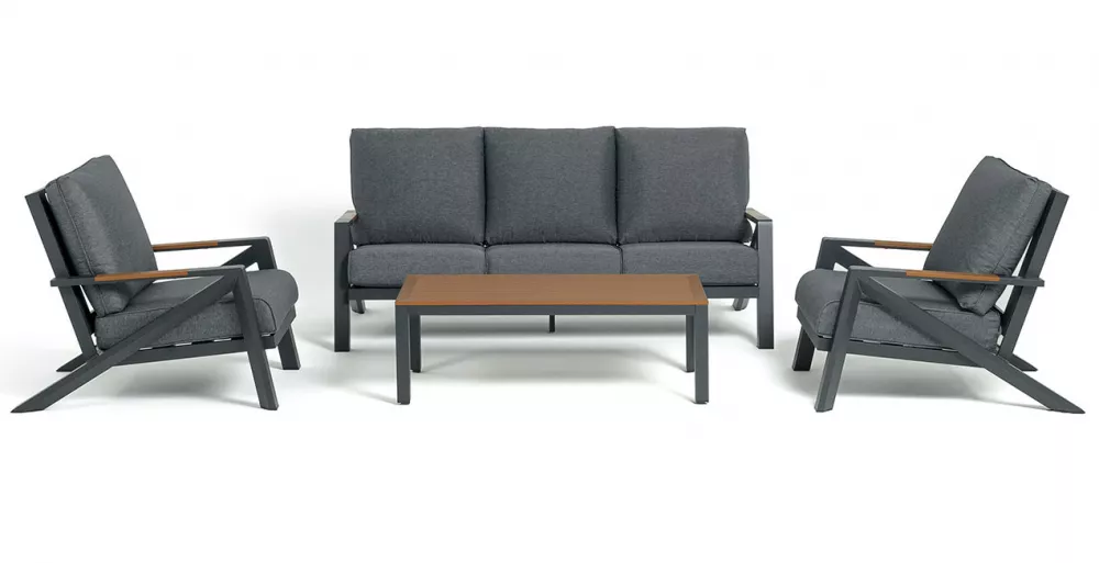 Садовая мебель 5-местная из алюминия, цвет темно-серый Садовая мебель 5-местная из алюминия, цвет темно-серый