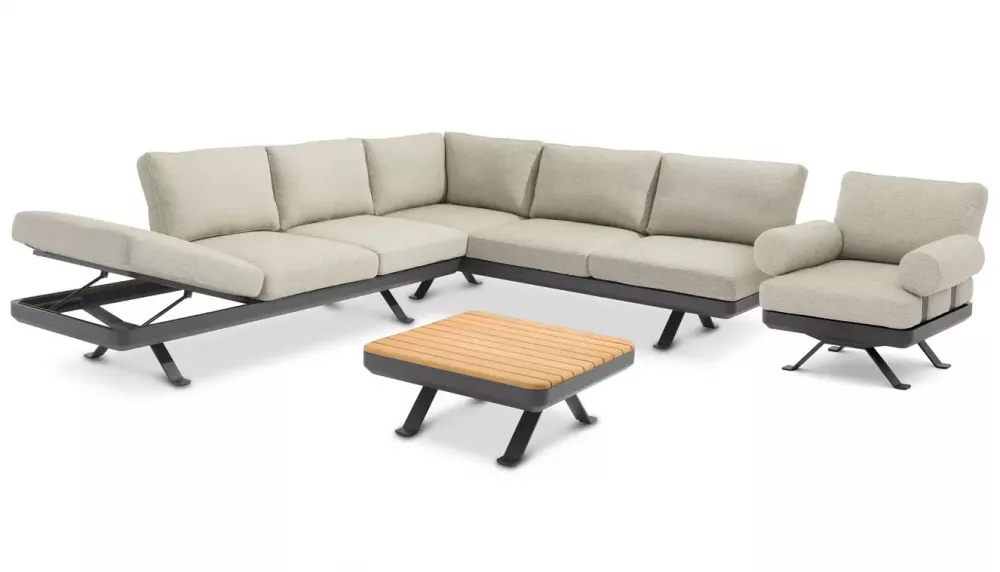 Современная модульная угловая мебель из алюминия и тика