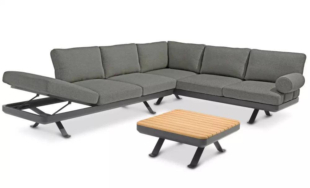 Угловой комплект модульной уличной мебели алюминий/тик