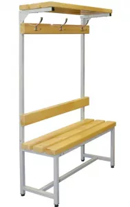 Скамейка с вешалкой для раздевалки сталь/сосна. Разборная!