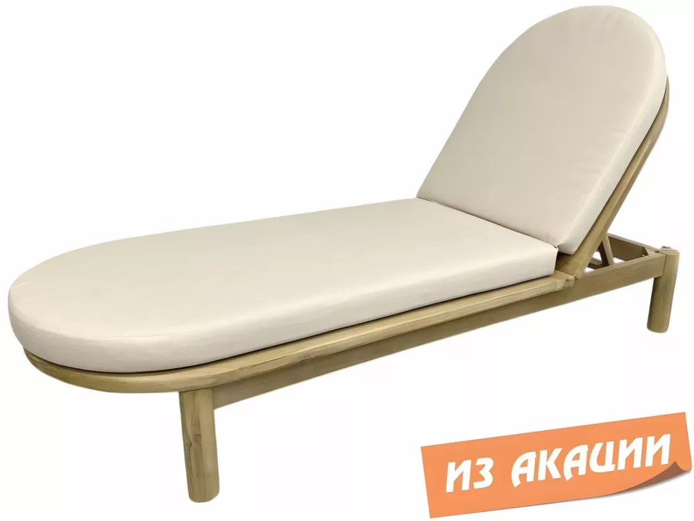 Деревянный шезлонг из акации с матрасом. Купить!