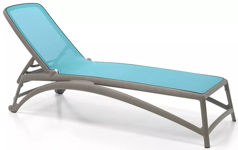 Шезлонг-лежак пластиковый, тортора/голубой