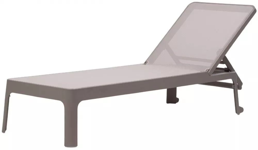 Шезлонг пластиковый с текстиленом Италия, тортора. Купить!