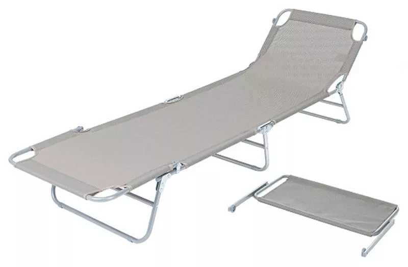 Складной шезлонг с козырьком от солнца и текстиленом Складной шезлонг с козырьком от солнца и текстиленом