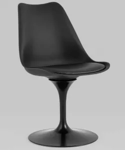 Пластиковые стулья вращающиеся со спинкой, черные