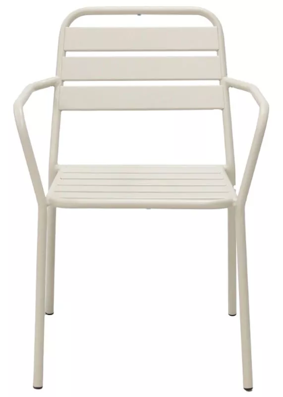 Металлический стул с подлокотниками стальной, бежевый Металлический стул с подлокотниками стальной, бежевый