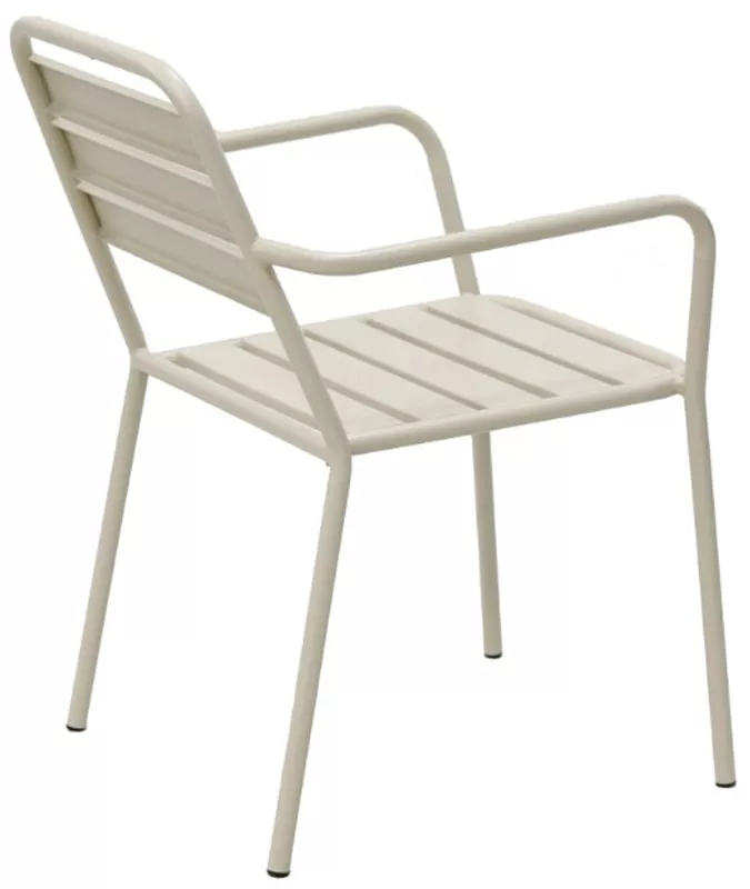 Металлический стул с подлокотниками стальной, бежевый Металлический стул с подлокотниками стальной, бежевый