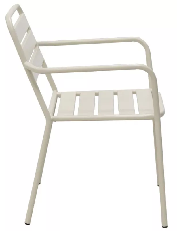 Металлический стул с подлокотниками стальной, бежевый Металлический стул с подлокотниками стальной, бежевый