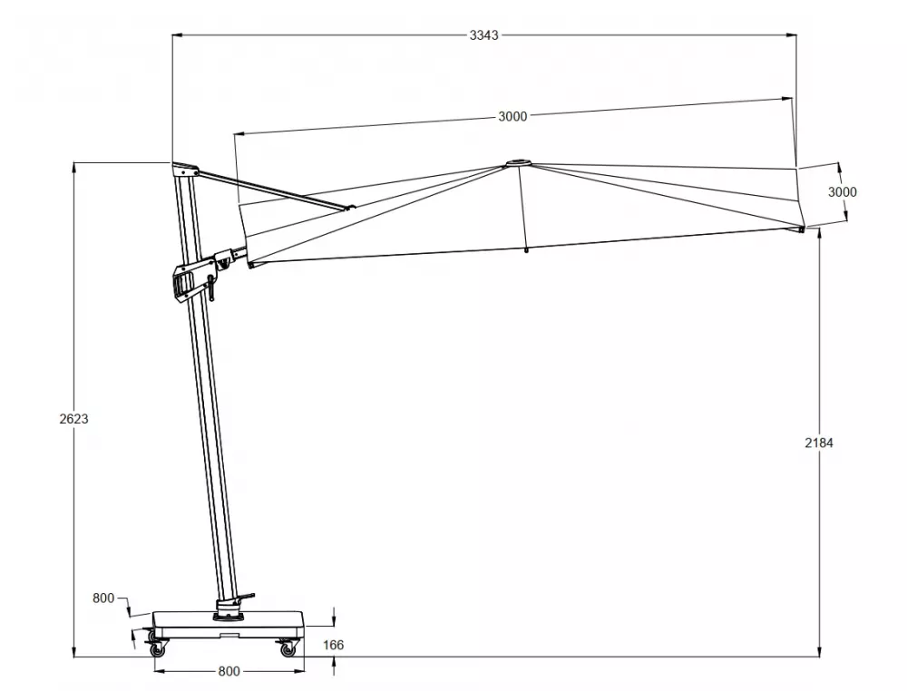 Квадратный зонт для кафе 3х3 на боковой опоре, серый. Купить! Квадратный зонт для кафе 3х3 на боковой опоре, серый. Купить!