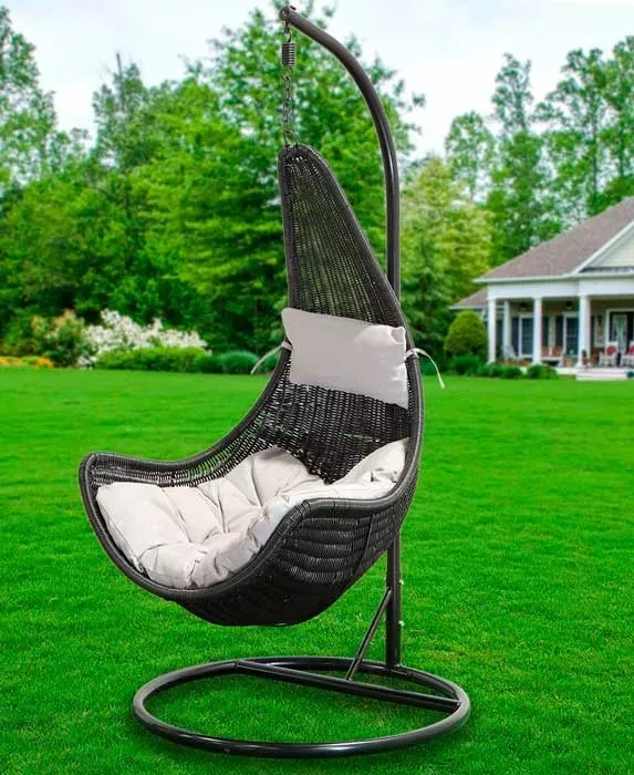 Плетеное подвесное кресло из искусственного ротанга, черное