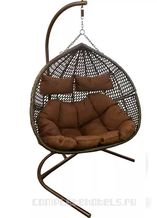Двухместное плетеное подвесное кресло из искусственного ротанга