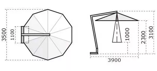 Большой зонт на боковой опоре 3,5 м
