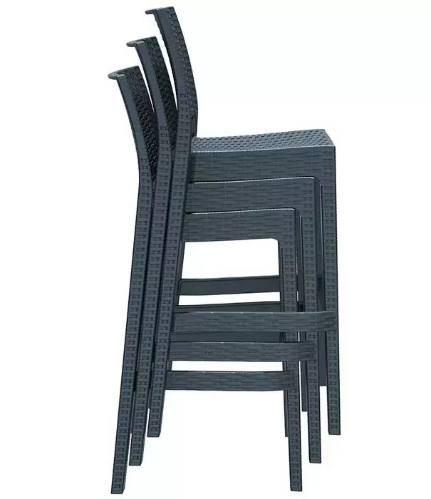 Пластмассовые барные стулья с имитацией ротанга