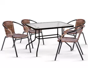 Обеденный комплект из искусственного ротанга роупа и тика