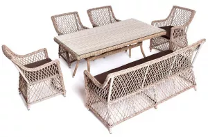 Обеденный комплект из искусственного ротанга роупа и тика