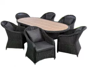 Обеденный комплект из искусственного ротанга роупа и тика