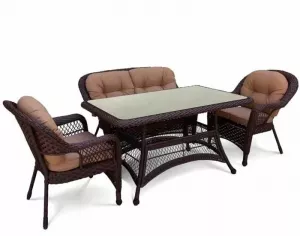 Обеденный комплект из искусственного ротанга роупа и тика