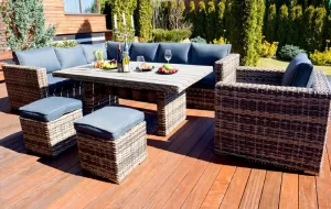 Обеденный комплект из искусственного ротанга роупа и тика