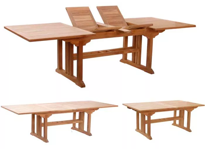 Большой прямоугольный деревянный стол из тика 190-270